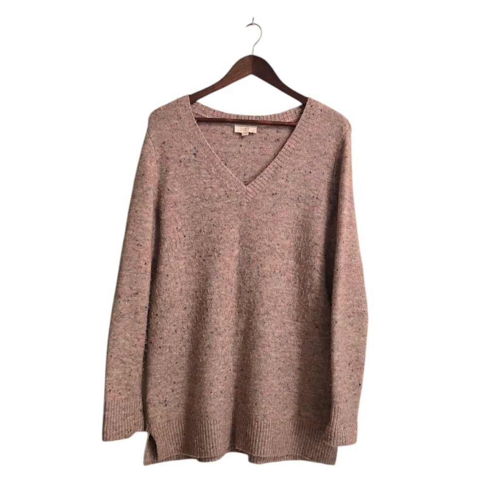 Loft Outlet Marled V-Neck Acrylic Blend Pull Over Sweater Sz M